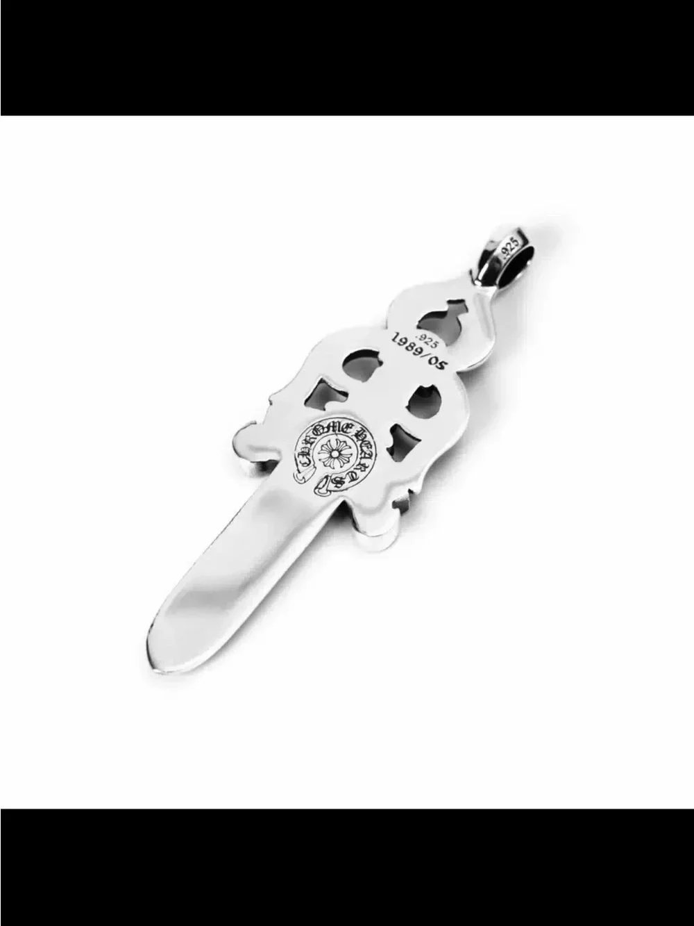 Chrome Hearts Silver Gothic Dagger Pendant Necklace